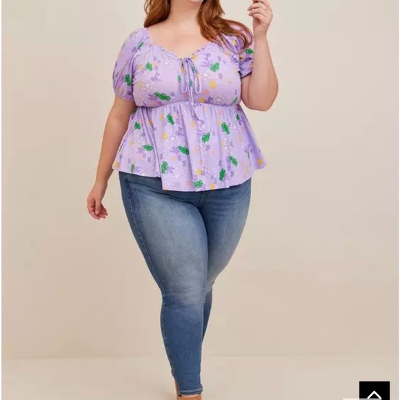 Torrid Disney Tangled Babydoll Heritage Slub Puff Sleeve Top, Size 3 (22/24) - Picture 2 of 6